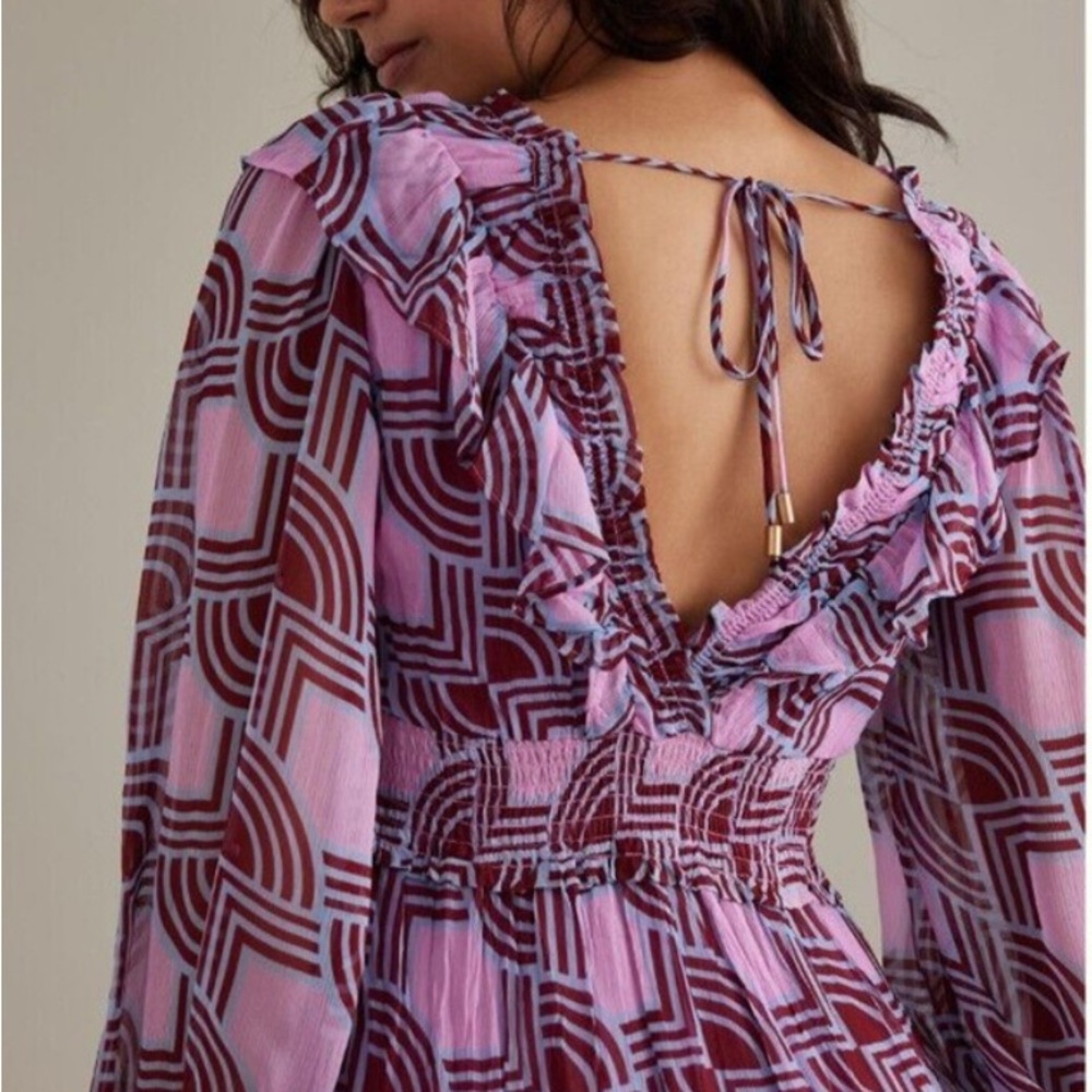 Anthropologie the Odetta Ruffled V-Neck Dress - Picture 4 of 16